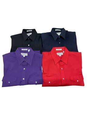 Lot Of 4 Sheplers Long Slv Pearl Snap Shirts Sz L Black Navy Red Purple Western